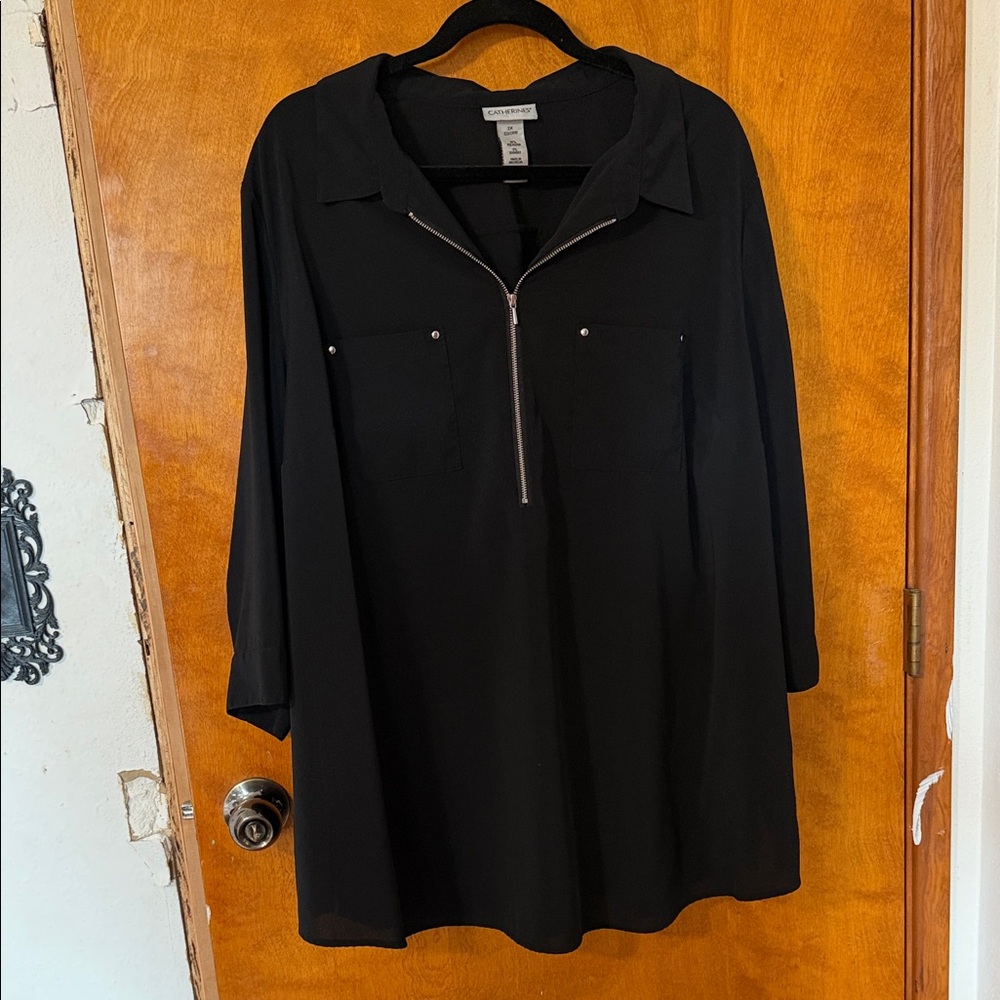Catherine Malandrino Black Polyester Blouse